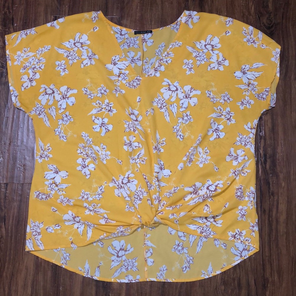 Floral Tie Front Blouse